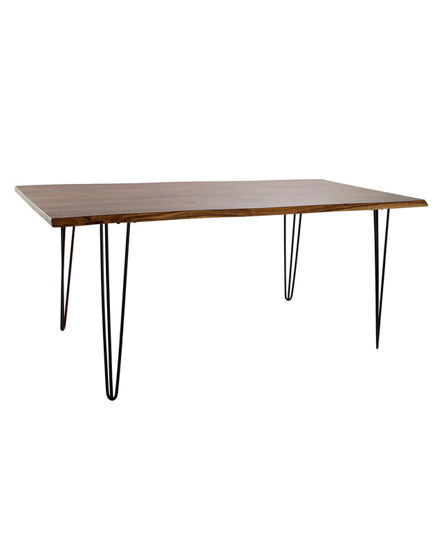 DKD Home Decor black metal and brown acacia wood dining table, 180x87x76 cm, modern design for home and kitchen.