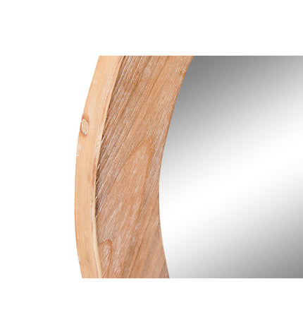 DKD Home Decor Wandspiegel Bruin Natuurlijk Alpino, 66x5x66 cm, round wooden mirror with natural finish for home decor.