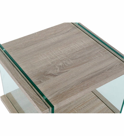 DKD Home Decor Nachtkastje with crystal accents and wooden MDF construction, measuring 50x50x49 cm, in a modern bedroom setting.