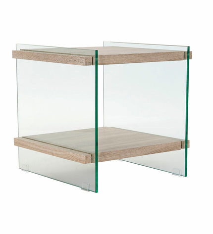 DKD Home Decor nightstand with crystal accents, wooden MDF surface, measuring 50x50x49 cm, stylish bedroom furniture.