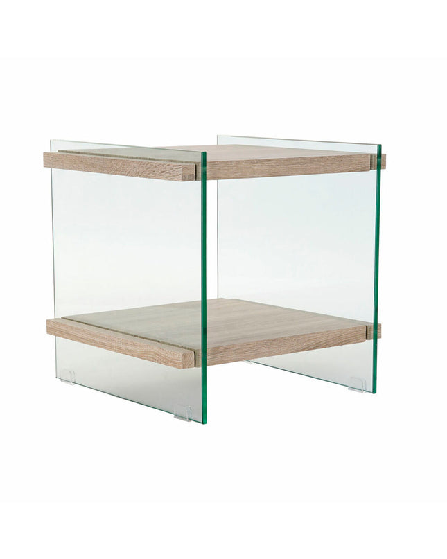 DKD Home Decor nightstand with crystal accents, wooden MDF surface, measuring 50x50x49 cm, stylish bedroom furniture.