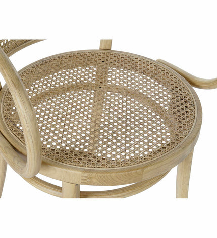 DKD Home Decor natural rattan and elm wood kitchen chair, 58x58x79.5 cm, featuring woven rattan seat and sturdy wooden frame.