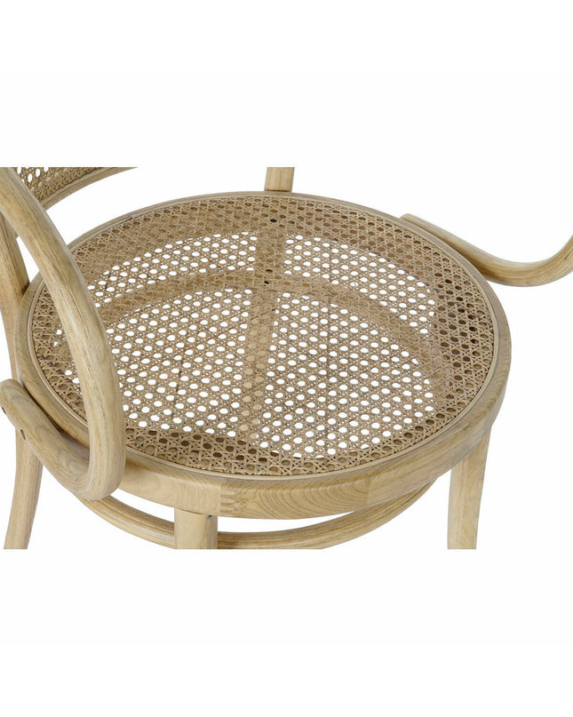 DKD Home Decor natural rattan and elm wood kitchen chair, 58x58x79.5 cm, featuring woven rattan seat and sturdy wooden frame.