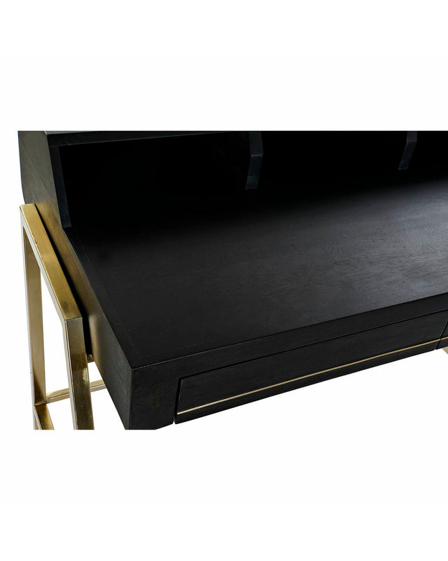 DKD Home Decor black metal and golden mango wood bureau with dimensions 125x74x93.5 cm, modern furniture for home or kitchen.