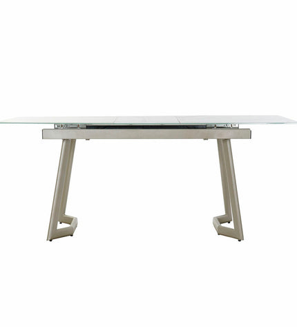 DKD Home Decor crystal and gold metal dining table with white tabletop, 140x80x76 cm, for home and kitchen furniture.
