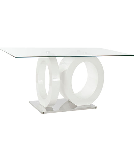 Glass dining table by DKD Home Decor with transparent top, white MDF and wooden legs, 160x90x75 cm for home and kitchen.