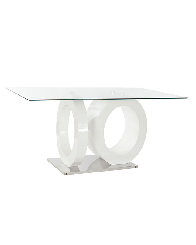 Glass dining table by DKD Home Decor with transparent top, white MDF and wooden legs, 160x90x75 cm for home and kitchen.
