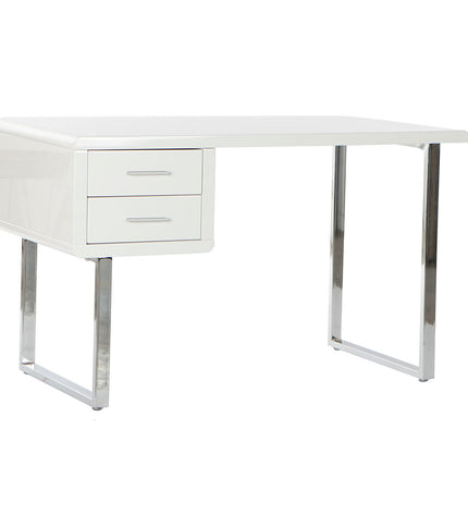 DKD Home Decor bureau with white silver metal frame, wooden MDF top, measuring 120x55x76 cm, ideal for home or kitchen use.