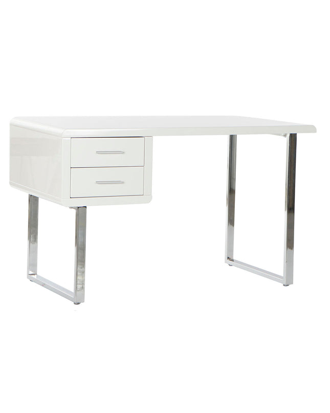 DKD Home Decor bureau with white silver metal frame, wooden MDF top, measuring 120x55x76 cm, ideal for home or kitchen use.