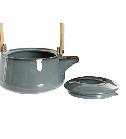 Gray porcelain teapot by DKD Home Decor, 21x17x10 cm, suitable for house, kitchen, coffee, and tea serving.