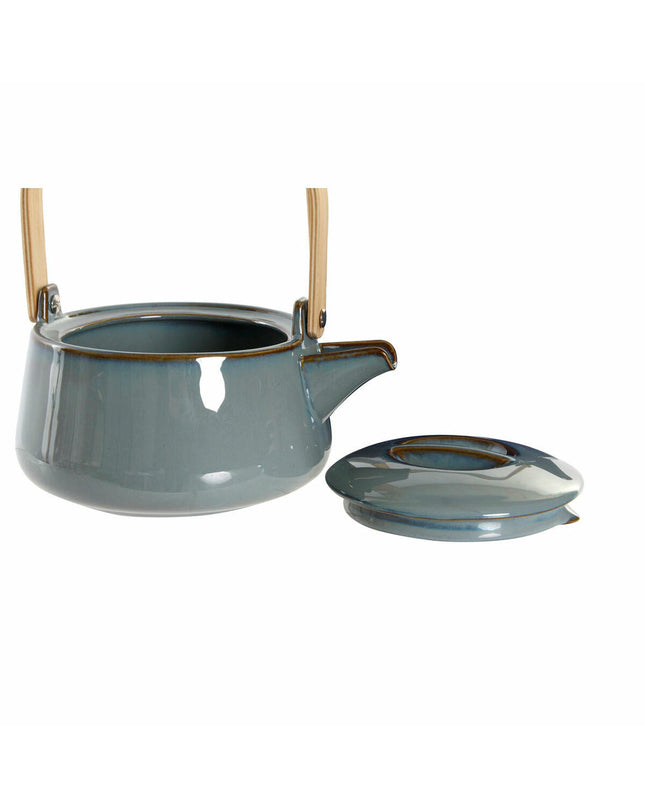 Gray porcelain teapot by DKD Home Decor, 21x17x10 cm, suitable for house, kitchen, coffee, and tea serving.
