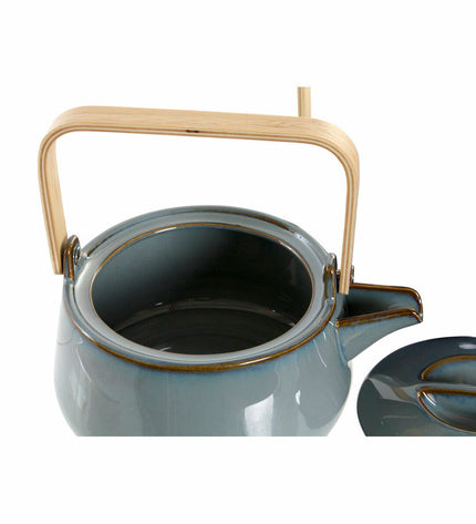 Gray porcelain teapot by DKD Home Decor, 21x17x10 cm, ideal for brewing tea or serving beverages in the kitchen.