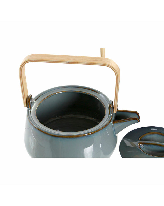 Gray porcelain teapot by DKD Home Decor, 21x17x10 cm, ideal for brewing tea or serving beverages in the kitchen.