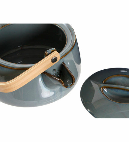 Gray porcelain teapot by DKD Home Decor, 21x17x10 cm, perfect for home and kitchen, with 1-liter capacity.