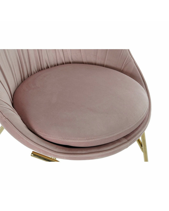 Pink and gold DKD Home Decor kitchen chair with a 60x60x85 cm frame, stylish house and cooking furniture.