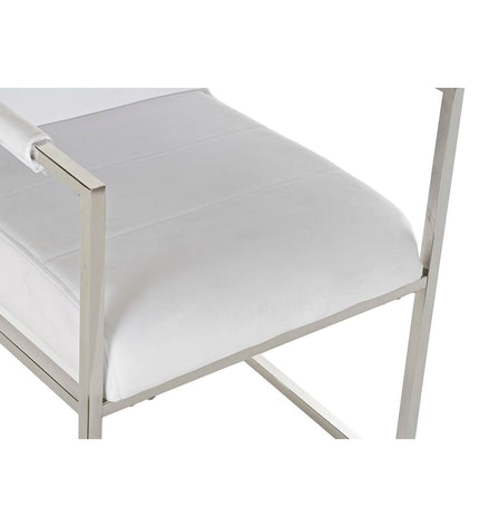White DKD Home Decor polyester and steel chair with cushioned seat, measuring 56 x 68 x 92 cm, for home and kitchen use.
