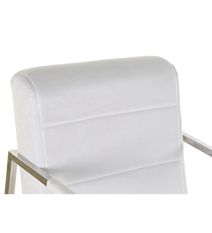 White DKD Home Decor polyester and steel chair with a modern design, measuring 56 x 68 x 92 cm, suitable for home and kitchen.