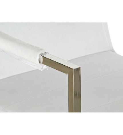 White DKD Home Decor polyester and steel chair in a modern design, measuring 56 x 68 x 92 cm, suitable for home and kitchen.