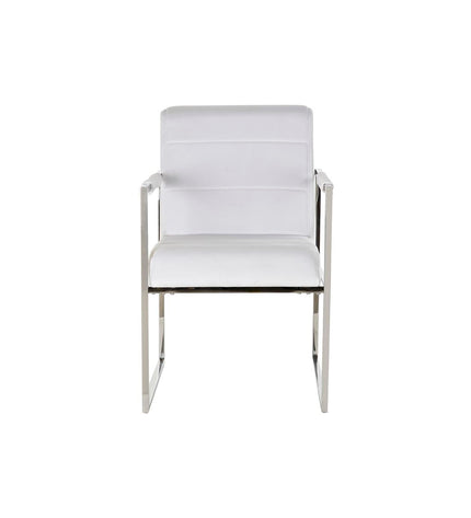 DKD Home Decor polyester and steel white chair, 56x68x92 cm, modern furniture for home and kitchen interior.