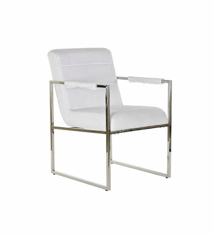 White DKD Home Decor polyester and steel chair with a modern design, measuring 56x68x92 cm, for home and kitchen use.