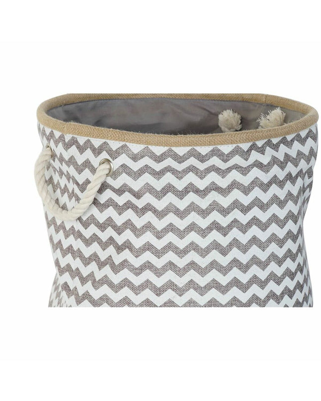 Decorative jute storage basket in white and gray by DKD Home Decor, ideal for home organization and kitchen decor.
