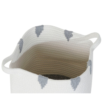 Set of three DKD Home Decor storage boxes in white, black, gray, and mustard colors for home organization and kitchen storage.