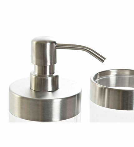 DKD Home Decor transparent silver-colored aluminum and plastic bath set with 10x7.5x16.5 cm dimensions.