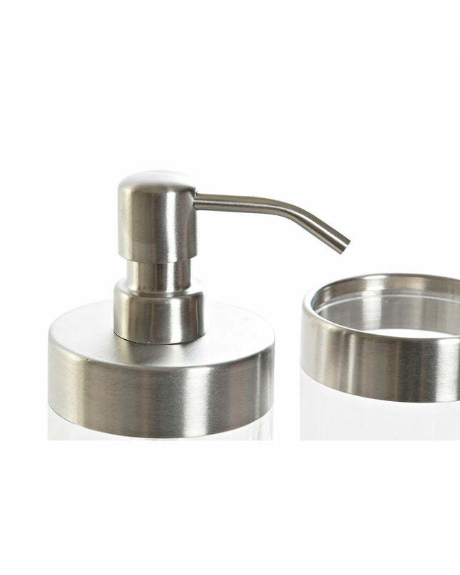 DKD Home Decor transparent silver-colored aluminum and plastic bath set with 10x7.5x16.5 cm dimensions.