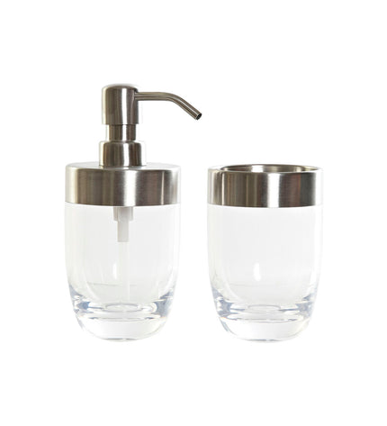 DKD Home Decor transparent silver aluminum and polyestyreen plastic bathroom accessory, 10x7.5x16.5 cm, for home and kitchen use.