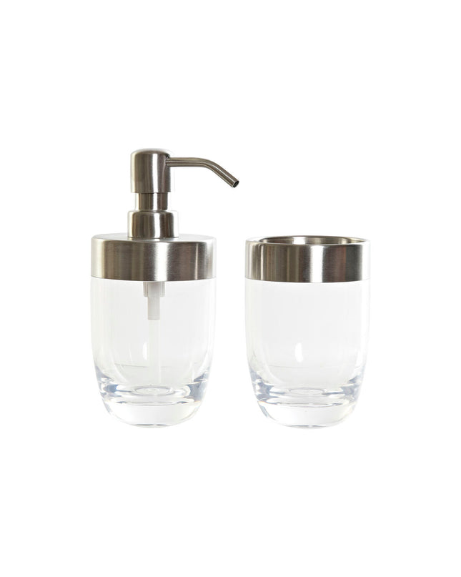 DKD Home Decor transparent silver aluminum and polyestyreen plastic bathroom accessory, 10x7.5x16.5 cm, for home and kitchen use.