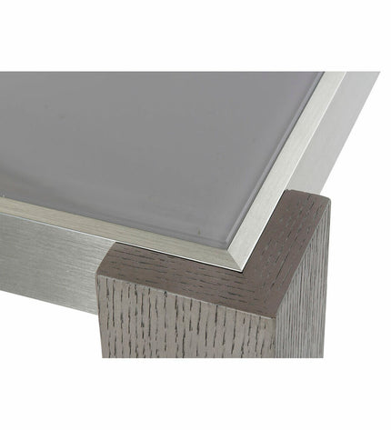 DKD Home Decor glass dining table with grey crystal finish, aluminium legs, and large rectangular surface, 162x92x74 cm.