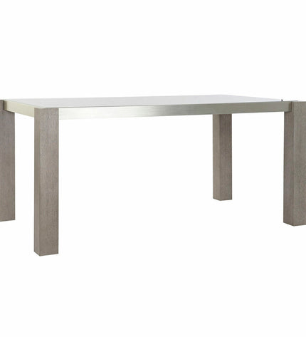 DKD Home Decor rectangular dining table with crystal grey glass top and aluminium frame, measuring 162x92x74 cm.