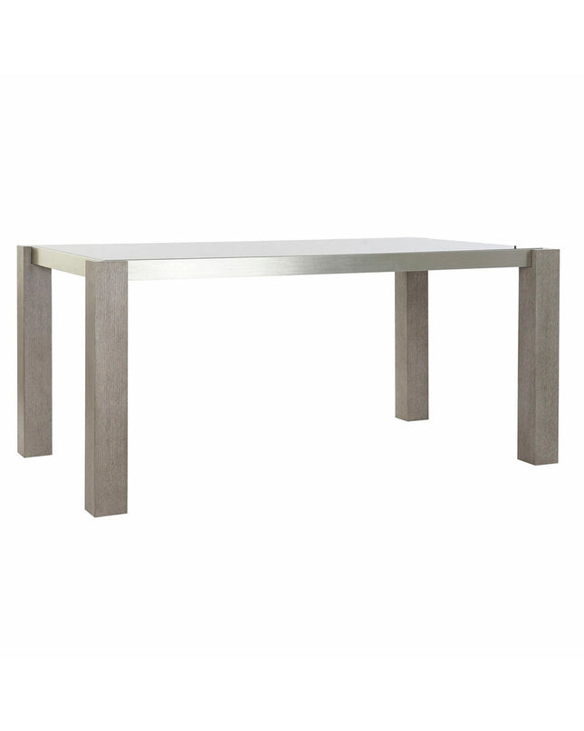 DKD Home Decor rectangular dining table with crystal grey glass top and aluminium frame, measuring 162x92x74 cm.