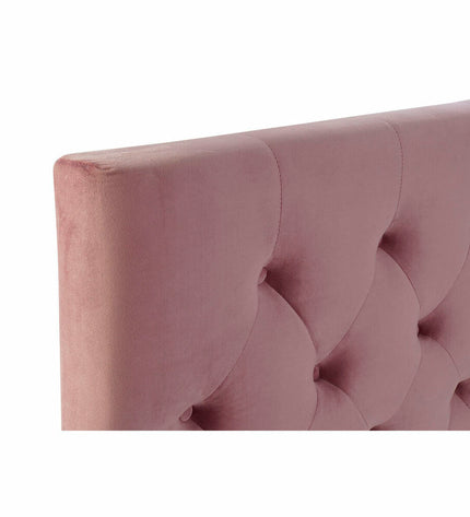 Rustic pink metal bed frame from DKD Home Decor in 180x200 cm size, with detailed view of headboard and sturdy metal construction.