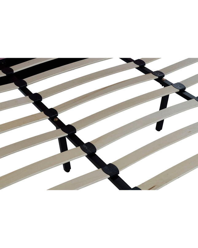 DKD Home Decor metal bed with pink finish, 180x200 cm, featuring a stylish headboard and sturdy frame in a modern bedroom setting.