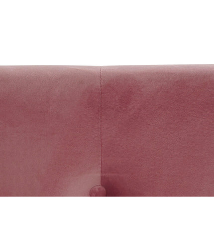 DKD Home Decor pink metal bed frame with wooden accents, 180 x 200 cm, shown in a bedroom setting.
