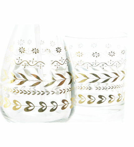 DKD Home Decor gold crystal plastic plant leaf bath decor, 9 x 9 x 18 cm, for home and bathroom decoration.