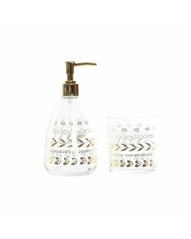 DKD Home Decor gold crystal plastic plant leaf soap dish, 9x9x18 cm, suitable for bathroom or home decor.