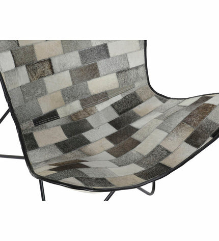 DKD Home Decor kitchen chair with beige, black, and gray upholstery, white frame, measuring 74x70x90 cm, suitable for home and cooking spaces.