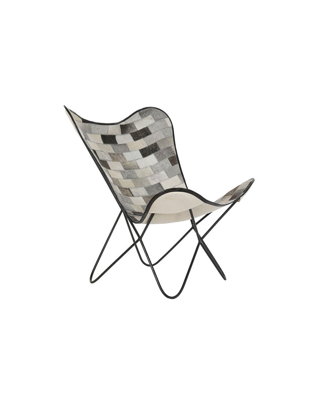 DKD Home Decor kitchen chair with white, black, beige, and gray upholstery, measuring 74x70x90 cm, in a modern home interior.