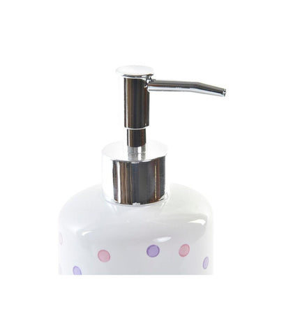 Set of two DKD Home Decor white ABS and dolomite bathroom soap dishes with dotted design, measuring 7 x 7 x 17.5 cm.