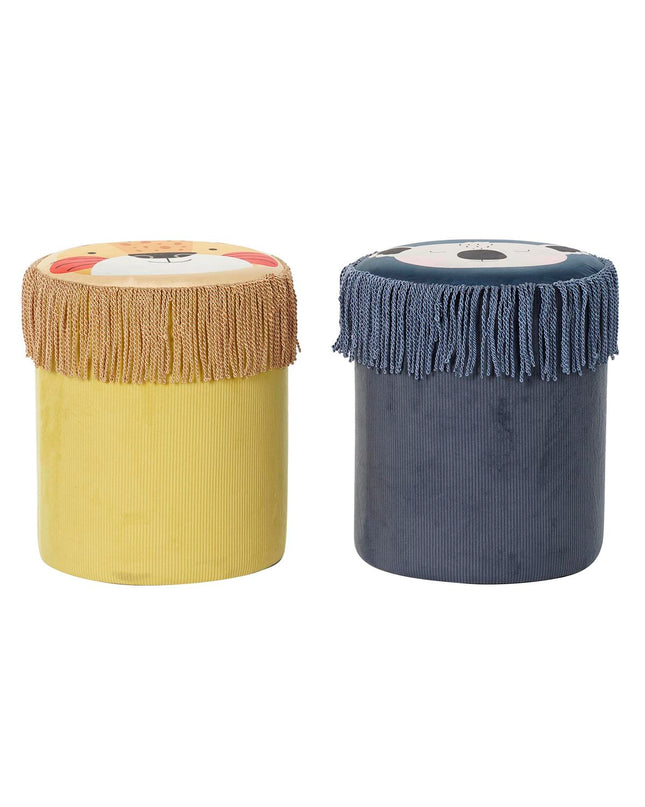 DKD Home Decor footstool with wooden legs and cushioned top, suitable for home decor and living room furniture.