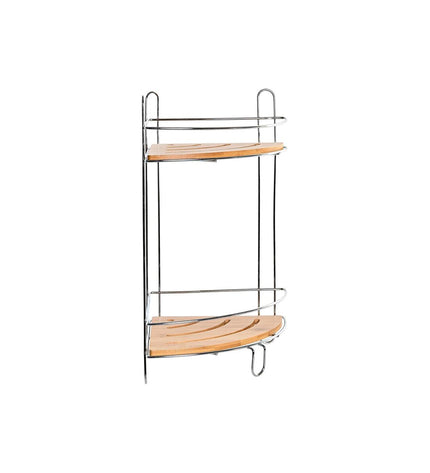 DKD Home Decor bamboo and stainless steel bathroom shelf with 2 planks, 19.5x19.5x36.5 cm for home and kitchen use