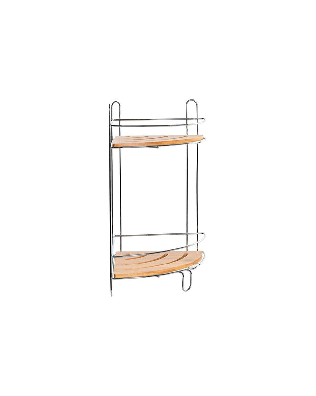 DKD Home Decor bamboo and stainless steel bathroom shelf with 2 planks, 19.5x19.5x36.5 cm for home and kitchen use