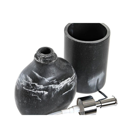 Black plastic bathroom set with two parts, measuring 11x6x17 cm, from DKD Home Decor, suitable for home and kitchen use.