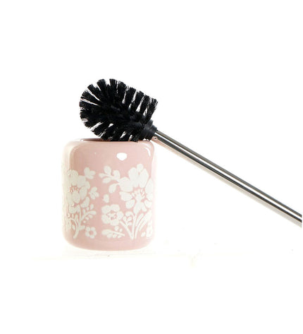 Pink and white ceramic bathroom decor piece by DKD Home Decor, 8x8x17.5 cm, suitable for home and kitchen bathroom accents.