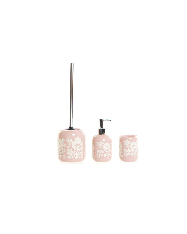 Pink and white ceramic bath accessory from DKD Home Decor, 8x8x17.5 cm, with a smooth, decorative finish for home bathroom decor.