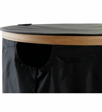 DKD Home Decor black felt laundry basket with wooden handles, 44x44x57 cm, ideal for home organization and storage.