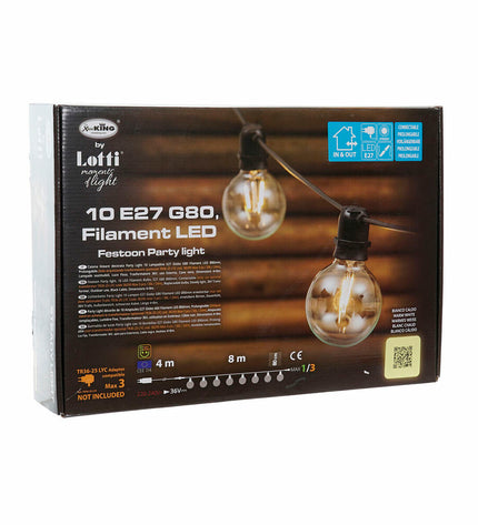 Multicolour LED light garland for outdoor garden decor by DKD Home Decor, measuring 850 x 7 x 13 cm.
