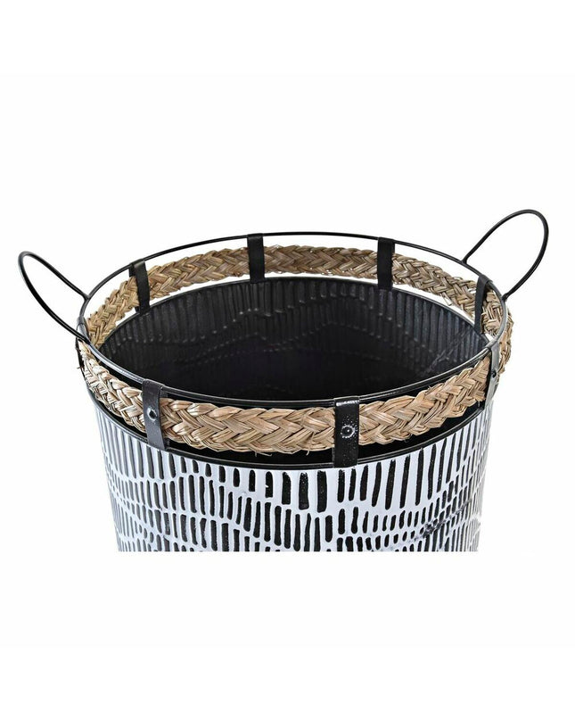 DKD Home Decor basket spelset with white, brown, and black woven twine iron handles, suitable for home storage and organization.